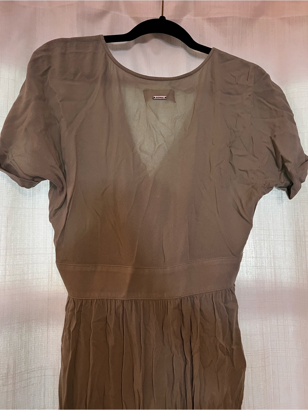 The Normal Brand Deep V Button Thru Dress Sz S Sage Green Midi - Picture 14 of 14